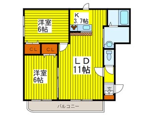 グランメ－ル　パレス美園の物件間取画像